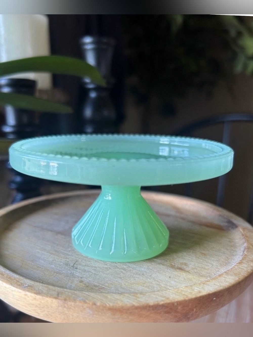 Vintage Jadeite Style Opaque Jadeite Green Glass Mini Cupcake Stand